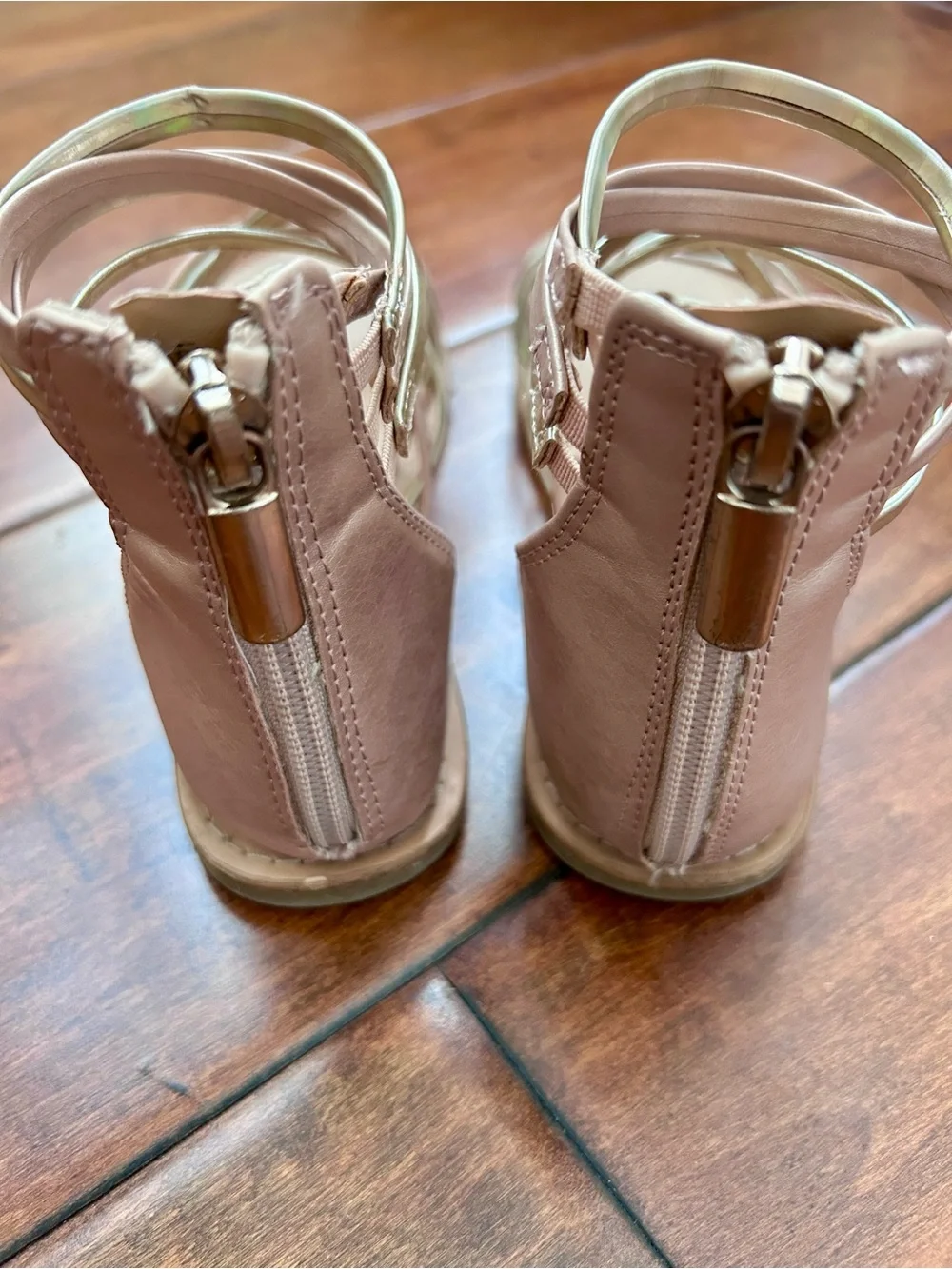 Cat & Jack gold and rose gold/neutral gladiator sandals - Size 2